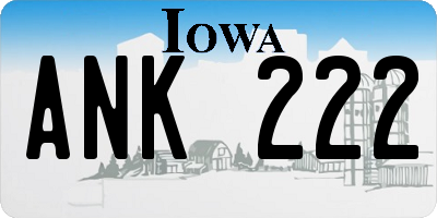 IA license plate ANK222