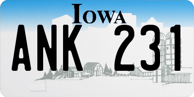 IA license plate ANK231