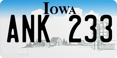 IA license plate ANK233