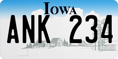 IA license plate ANK234