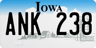 IA license plate ANK238