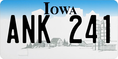 IA license plate ANK241