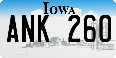 IA license plate ANK260