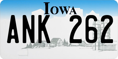 IA license plate ANK262