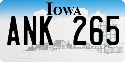 IA license plate ANK265