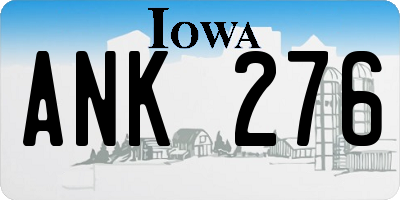 IA license plate ANK276