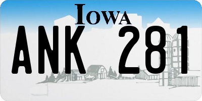 IA license plate ANK281