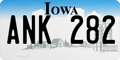 IA license plate ANK282