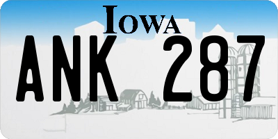 IA license plate ANK287