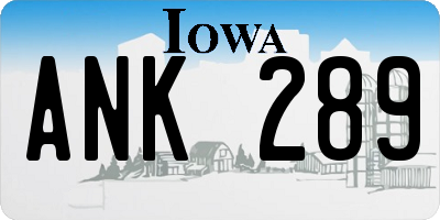 IA license plate ANK289