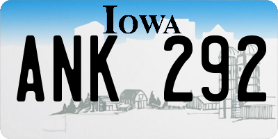 IA license plate ANK292