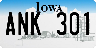 IA license plate ANK301