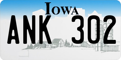 IA license plate ANK302