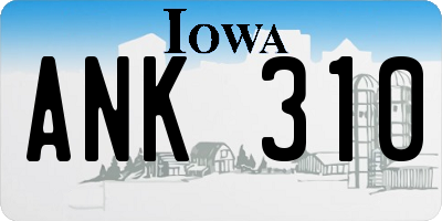 IA license plate ANK310