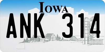 IA license plate ANK314