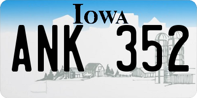 IA license plate ANK352