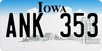 IA license plate ANK353