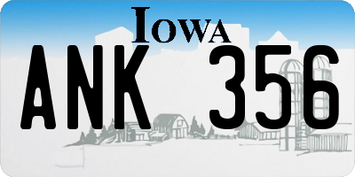 IA license plate ANK356