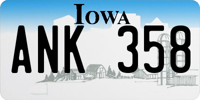 IA license plate ANK358