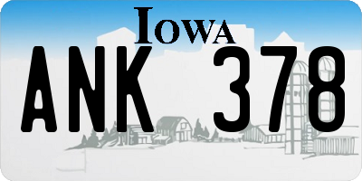 IA license plate ANK378