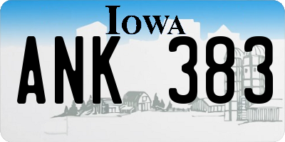 IA license plate ANK383