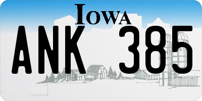 IA license plate ANK385