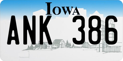 IA license plate ANK386