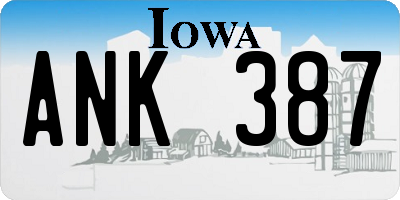 IA license plate ANK387