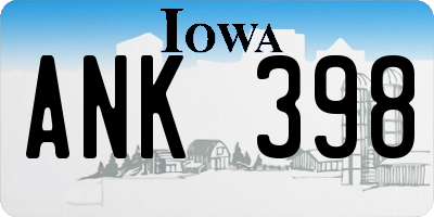 IA license plate ANK398