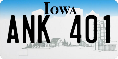 IA license plate ANK401