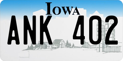 IA license plate ANK402