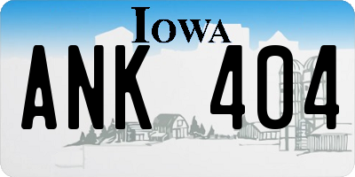 IA license plate ANK404
