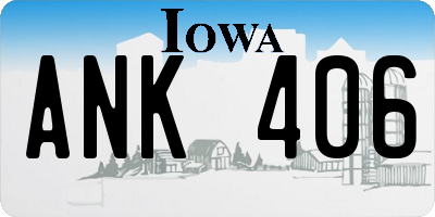 IA license plate ANK406