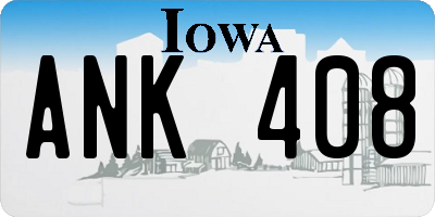 IA license plate ANK408