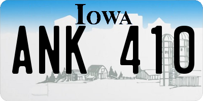 IA license plate ANK410