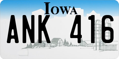 IA license plate ANK416