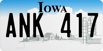 IA license plate ANK417