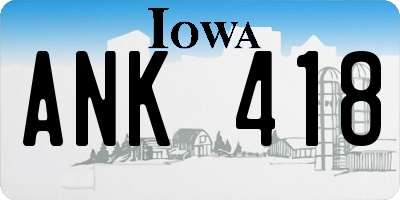 IA license plate ANK418