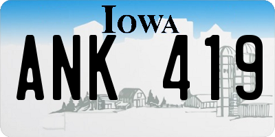 IA license plate ANK419
