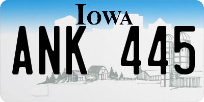 IA license plate ANK445