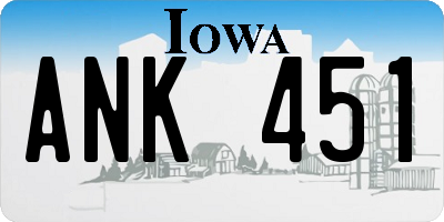 IA license plate ANK451