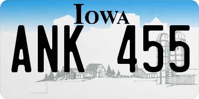 IA license plate ANK455