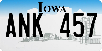 IA license plate ANK457