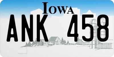 IA license plate ANK458