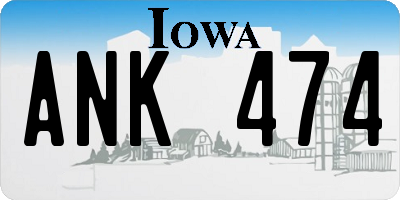 IA license plate ANK474