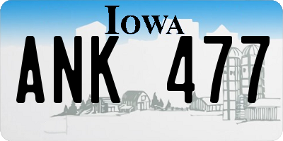 IA license plate ANK477