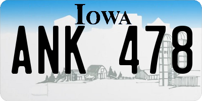 IA license plate ANK478
