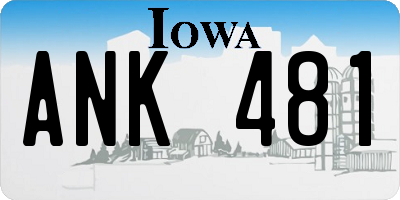 IA license plate ANK481