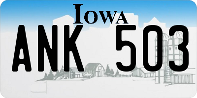 IA license plate ANK503