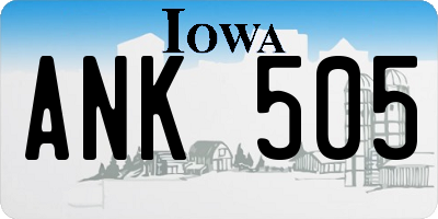IA license plate ANK505